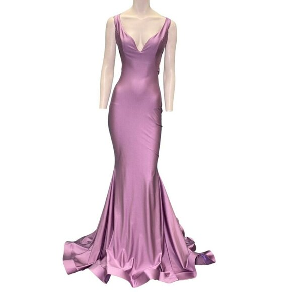 Jessica Angel 737 Criss Cross Strappy V-neck Gown Lavender Mist Small NWT - Picture 1 of 5